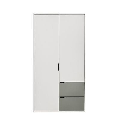 Genius 2 Door/2Drawer Wardrobe-White+Grey