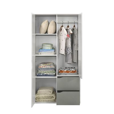 Genius 2 Door/2Drawer Wardrobe-White+Grey