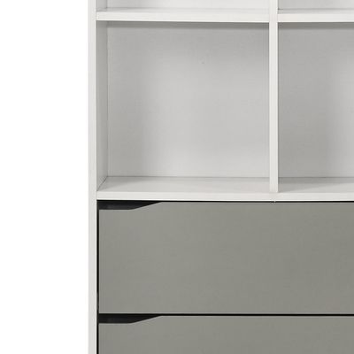 Genius 2 Drawer W/Open Shelf Book Case-White+Grey