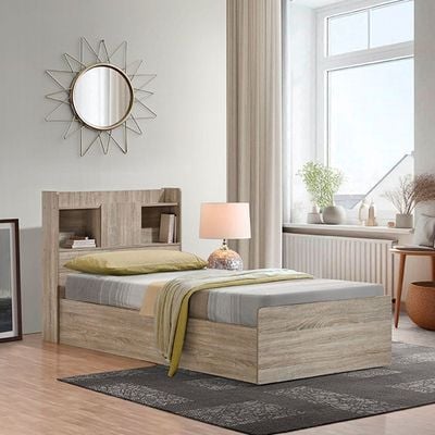 Supreme 120x200 Young Single Bed - French Sonoma Oak - With 2-Year Warranty