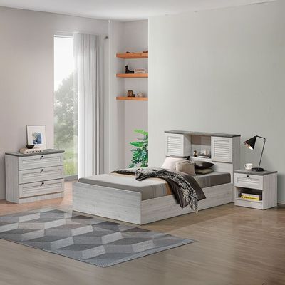 Zenith 120x200 Young Bedroom Set W/USB-White Oak+Cement