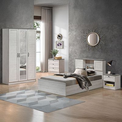 Zenith 120x200 Young Bedroom Set W/USB-White Oak+Cement