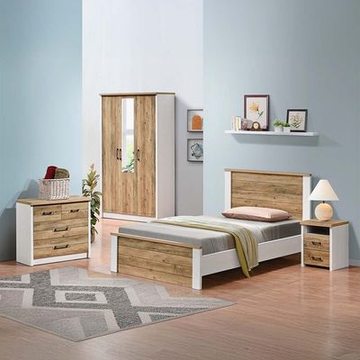 Swann 120x200 Young Bedroom Set-Summer Oak+Pearl White