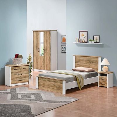 Swann 120x200 Young Single Bed - Summer Oak/Pearl White - With 2-Year Warranty