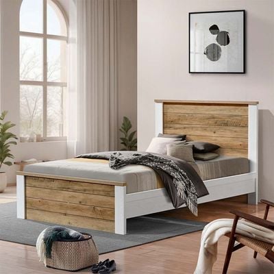 Swann 120x200 Young Single Bed - Summer Oak/Pearl White - With 2-Year Warranty