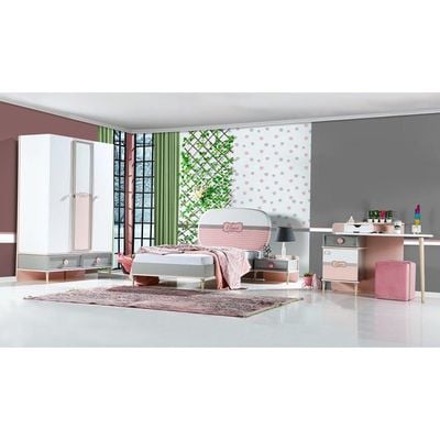 Elegant 120X200 Single Bed-Grey / Pink