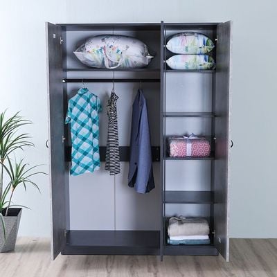 Retro 3 Door Wardrobe - Dark Grey