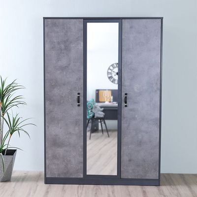 Retro 3 Door Wardrobe - Dark Grey