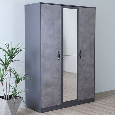 Retro 3 Door Wardrobe - Dark Grey