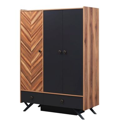 Piedra 3 Door Wardrobe - Maple / Blue