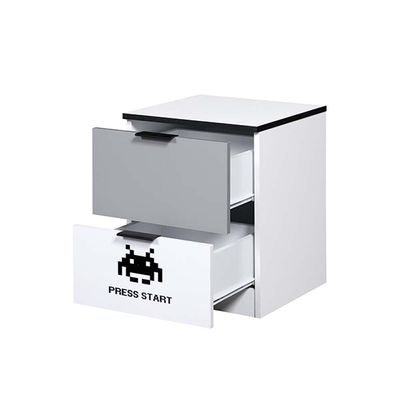 Gamerzone 2-Drawers Nighstand-White & Grey