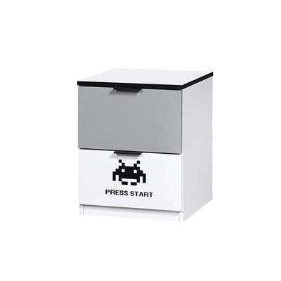 Gamerzone 2-Drawers Nighstand-White & Grey