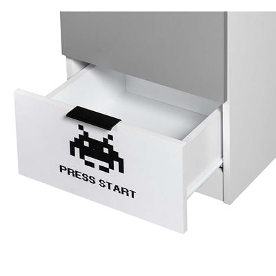 Gamerzone 2-Drawers Nighstand-White & Grey