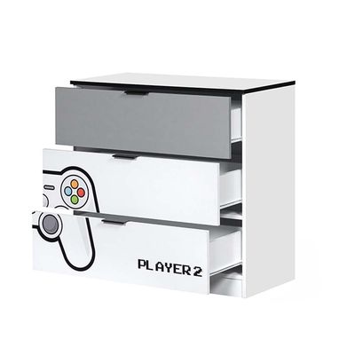 Gamerzone 3-Drawers Dresser-White & Grey