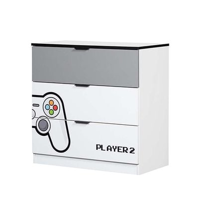 Gamerzone 3-Drawers Dresser-White & Grey