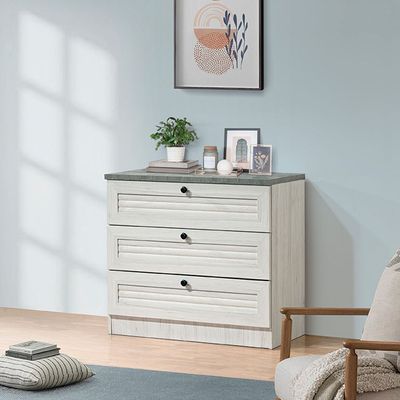 Zenith 3-Drawer Young Dresser - White Oak/Cement - With 2-Year Warranty