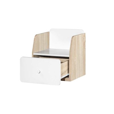 Kinder 1-Drawer Nightstand - White & Sonoma Oak - With 2-Year Warranty