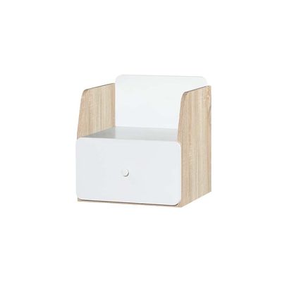 Kinder 1-Drawer Nightstand - White & Sonoma Oak - With 2-Year Warranty