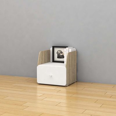 Kinder 1-Drawer Nightstand - White & Sonoma Oak - With 2-Year Warranty