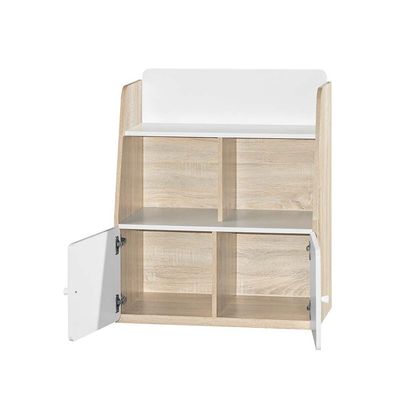 Kinder 2-Door & Open Shelf Kids Dresser - White & Sonoma Oak - With 2-Year Warranty