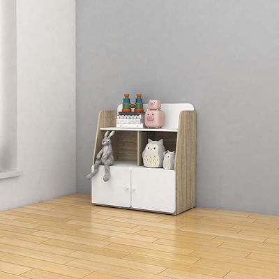 Kinder 2-Door & Open Shelf Kids Dresser - White & Sonoma Oak - With 2-Year Warranty