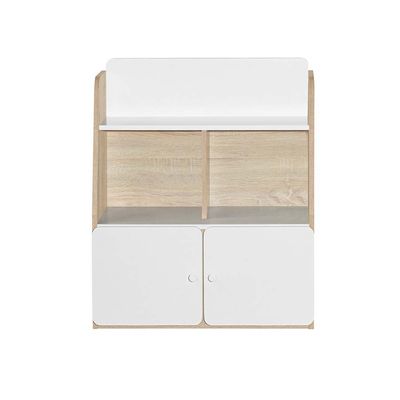 Kinder 2-Door & Open Shelf Kids Dresser - White & Sonoma Oak - With 2-Year Warranty