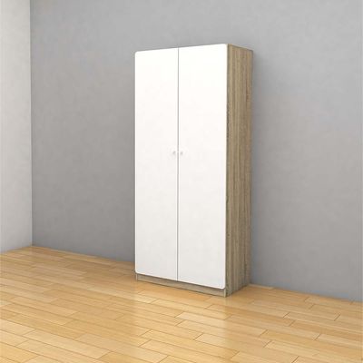 Kinder 2-Door Wardrobe - White/Sonoma Oak - With 2-Year Warranty