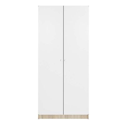 Kinder 2-Door Wardrobe - White/Sonoma Oak - With 2-Year Warranty