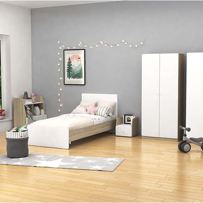 Kinder 2-Door Wardrobe - White/Sonoma Oak - With 2-Year Warranty