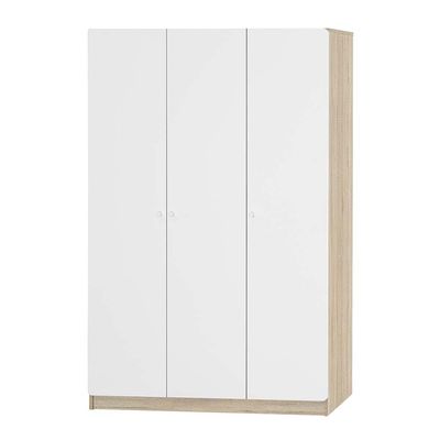 Kinder 3-Door Wardrobe - White/Sonoma Oak - With 2-Year Warranty