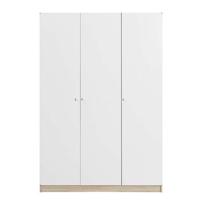 Kinder 3-Door Wardrobe - White/Sonoma Oak - With 2-Year Warranty