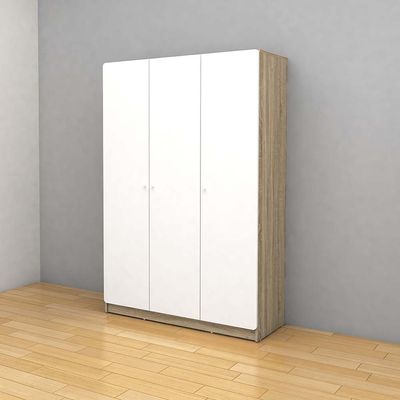 Kinder 3-Door Wardrobe - White/Sonoma Oak - With 2-Year Warranty