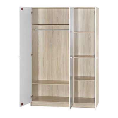 Kinder 3-Door Wardrobe - White/Sonoma Oak - With 2-Year Warranty