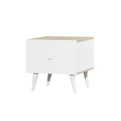 Lunar 1 Drawer Night Stand-White & Sonoma Oak