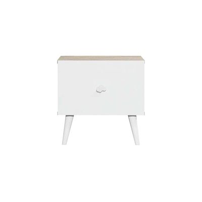 Lunar 1 Drawer Night Stand-White & Sonoma Oak