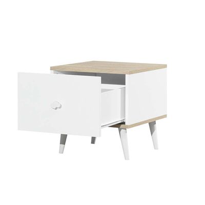 Lunar 1-Drawer Kids’ Night Stand - White/Sonoma Oak - With 2-Year Warranty