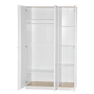 Lunar 3-Door Wardrobe - White & Sonoma Oak/Grey - With 2-Year Warranty