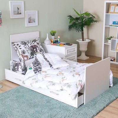 Elit Long Crib 70x130 with 5 Drawers - White