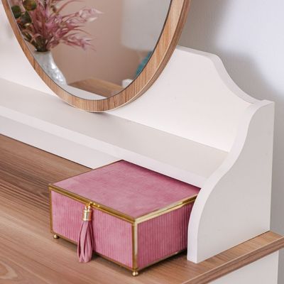 Eva 3 Drawer Dresser W/Mirror-Cream & Oak