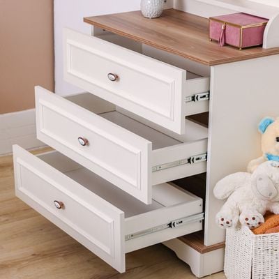 Eva 3 Drawer Dresser W/Mirror-Cream & Oak