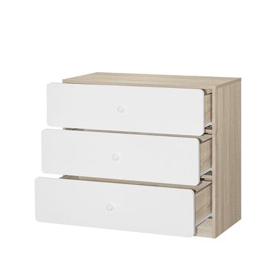Kinder 3 Drawers Dresser-White & Sonoma Oak
