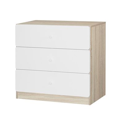Kinder 3 Drawers Dresser-White & Sonoma Oak