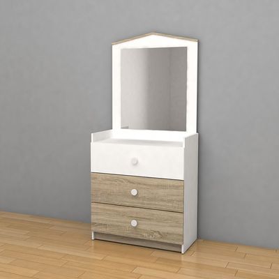 Stanley 3Drawers Dresser W/Mirror-Sonoma Oak & White