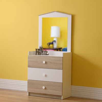 Stanley 3Drawers Dresser W/Mirror-Sonoma Oak & White