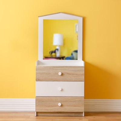Stanley 3Drawers Dresser W/Mirror-Sonoma Oak & White