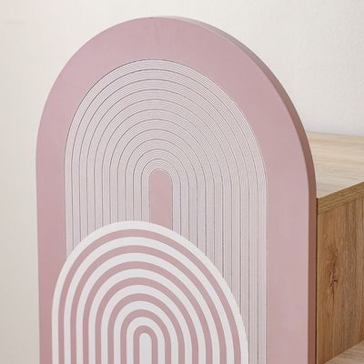Zeta 2Drawers+1Door Dresser W/Mirror & Led-Offwhite & Pink