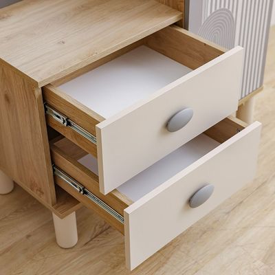 Zeta 2Drawers+1Door Dresser W/Mirror & Led-Offwhite & Grey