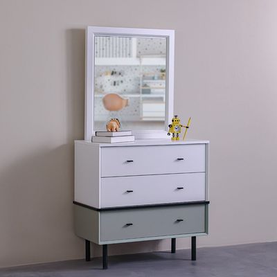 Petra 3Drawers Dresser W/Mirror-White & Grey
