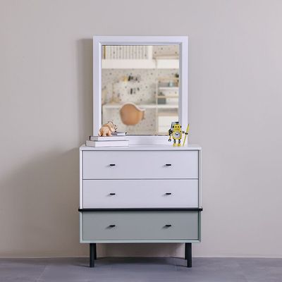 Petra 3Drawers Dresser With Mirror-White & Grey