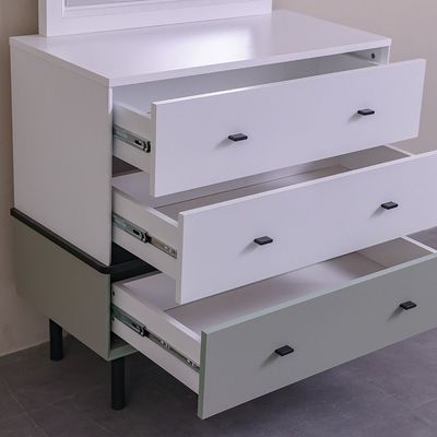 Petra 3Drawers Dresser W/Mirror-White & Grey